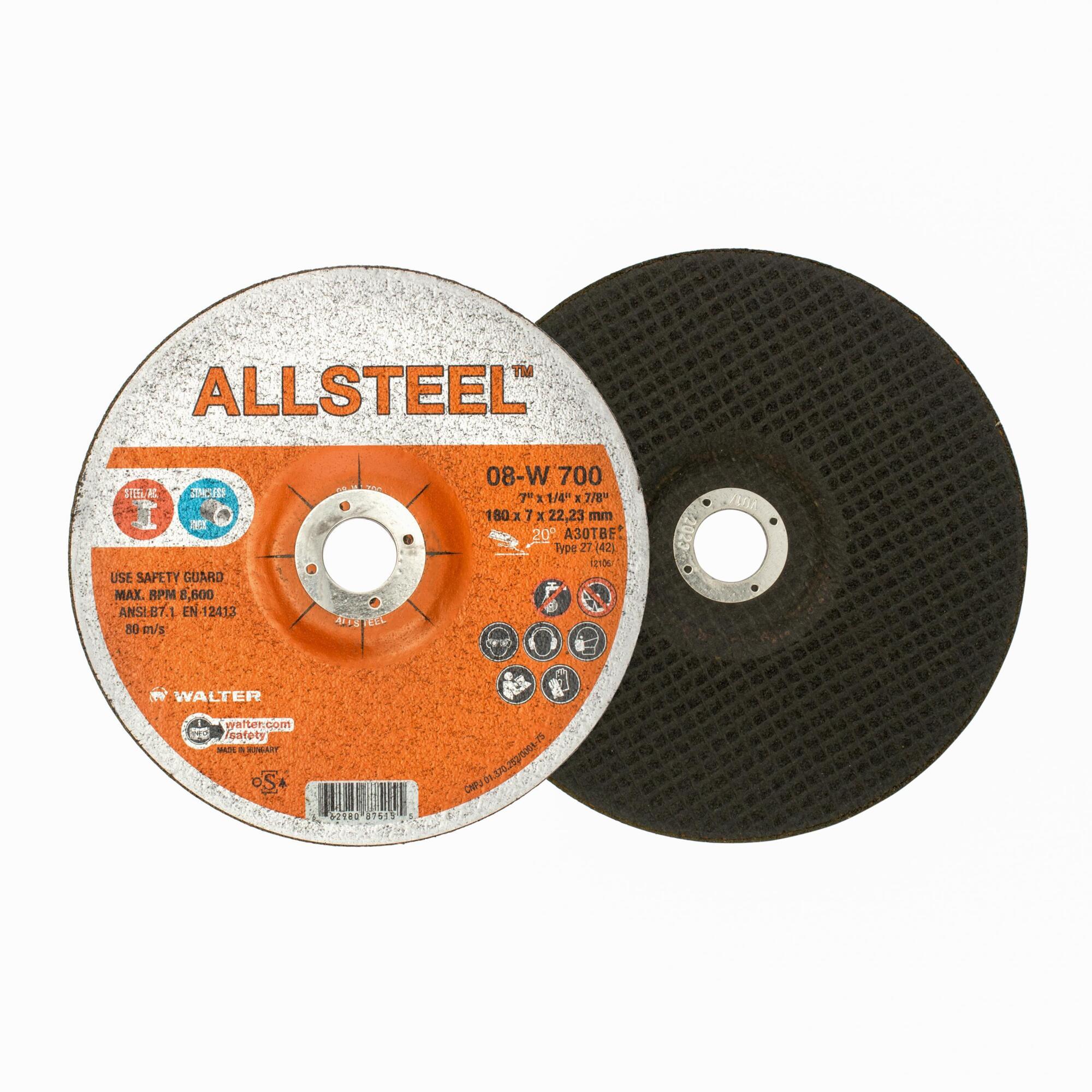 Allsteel Angle Grinder Grinding Wheels — 7in. x 1/4in., High-Strength Abrasive Grain, 25 Pk., Model# 08W700